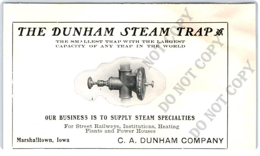 C. A. Dunham Company radiator trap trade card